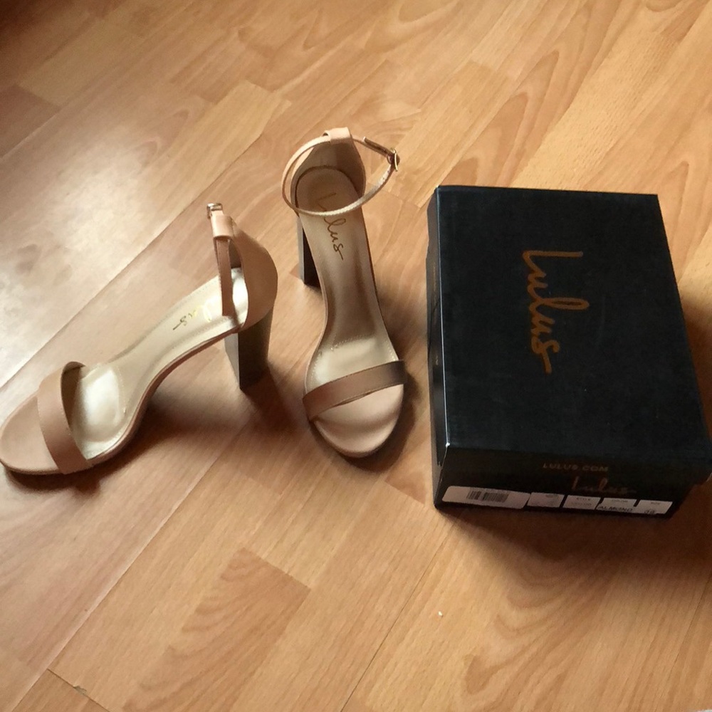 Almond colored block heels size 10